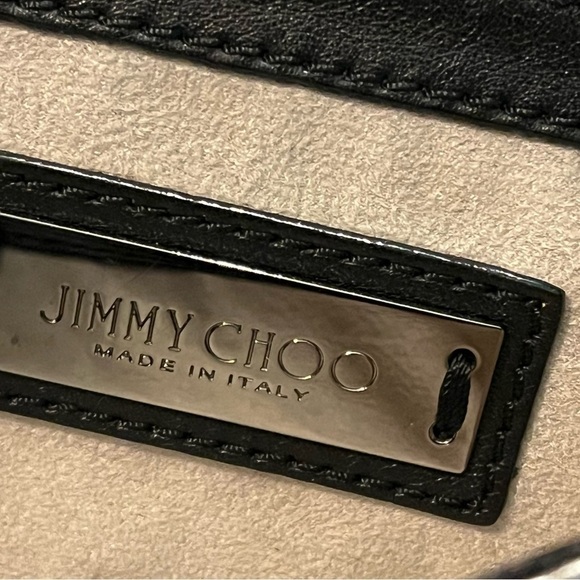 Jimmy Choo Metallic Elaphe Zadie Crossbody Purse Pebbled Leather Chain Strap - Picture 8 of 12